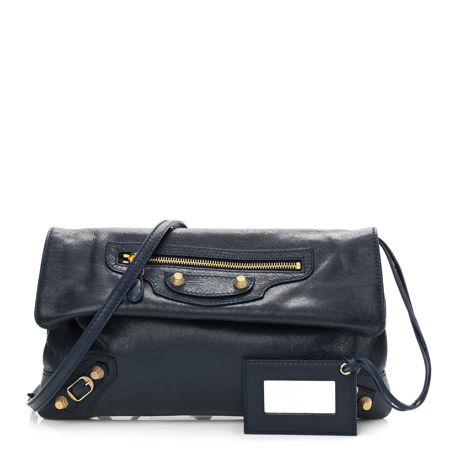 Balenciaga Agneau Giant 12 Gold Hardware Envelope Strap Clutch Bleu Obscur 1 of 11