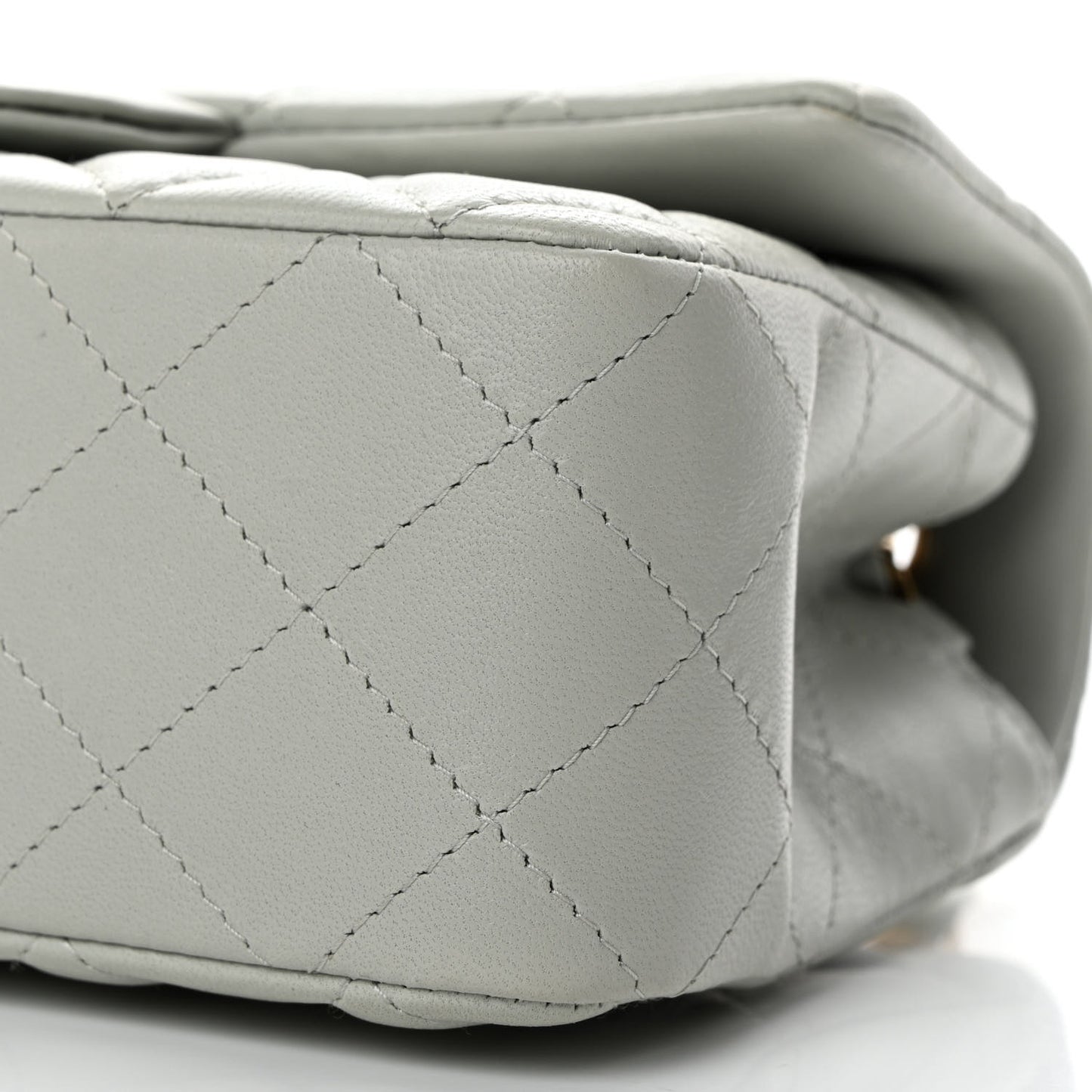 Lambskin Quilted Mini Rectangular Flap Grey