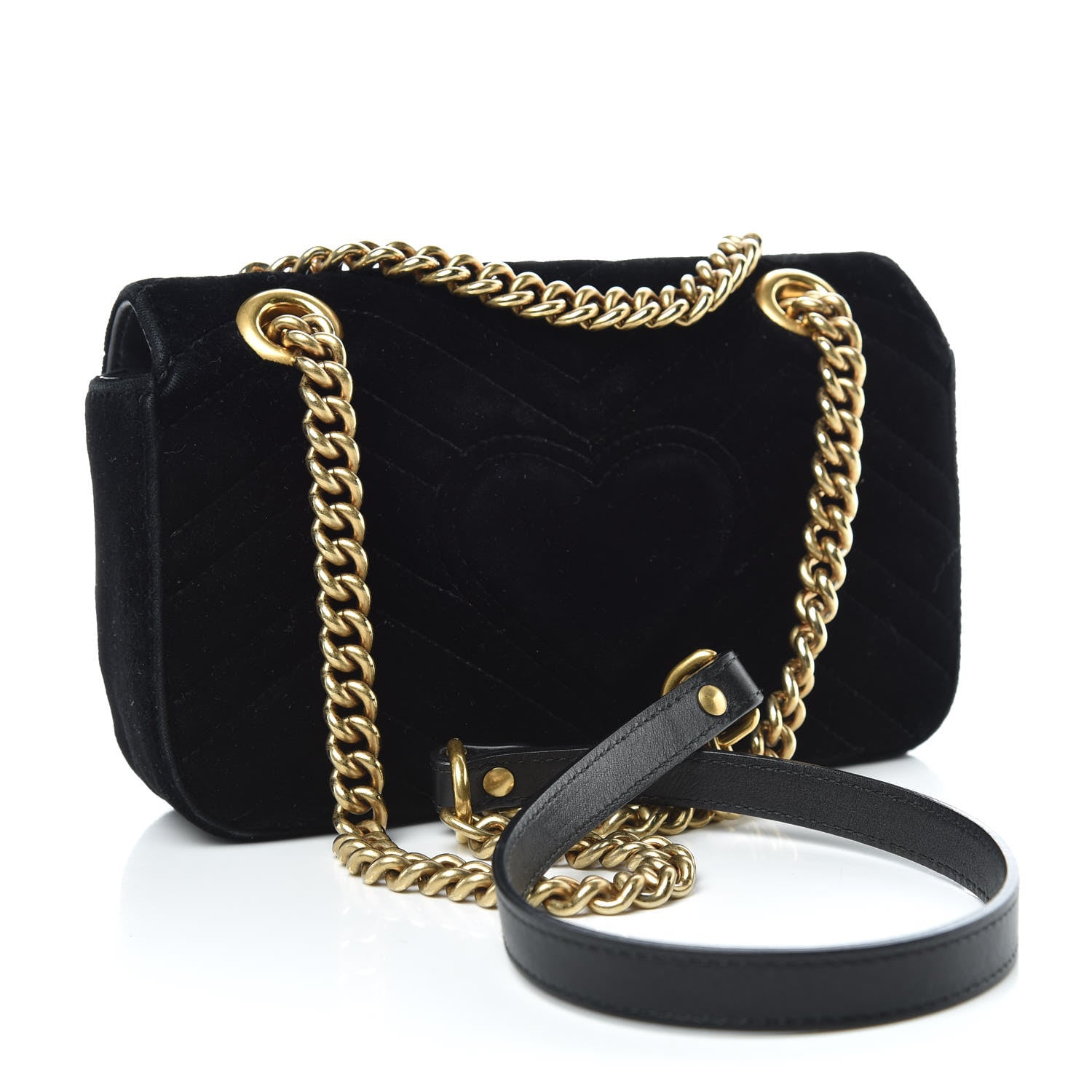 Gucci Velvet Matelasse Mini GG Marmont Shoulder Bag Black 3 of 15