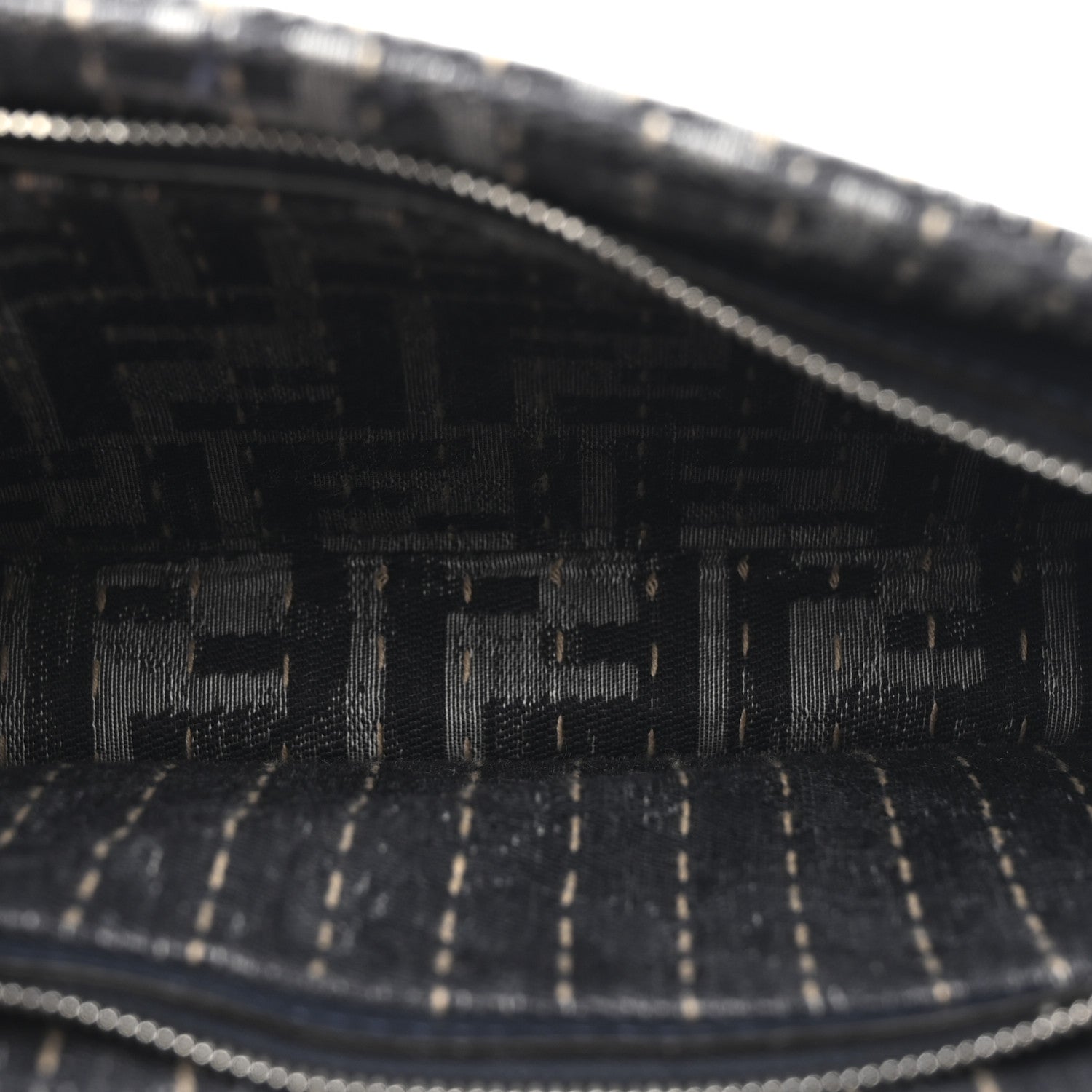 Fendi Chenille Vitello Seta FF Peekaboo I See U X Cross Satchel Blue Notte 6 of 11