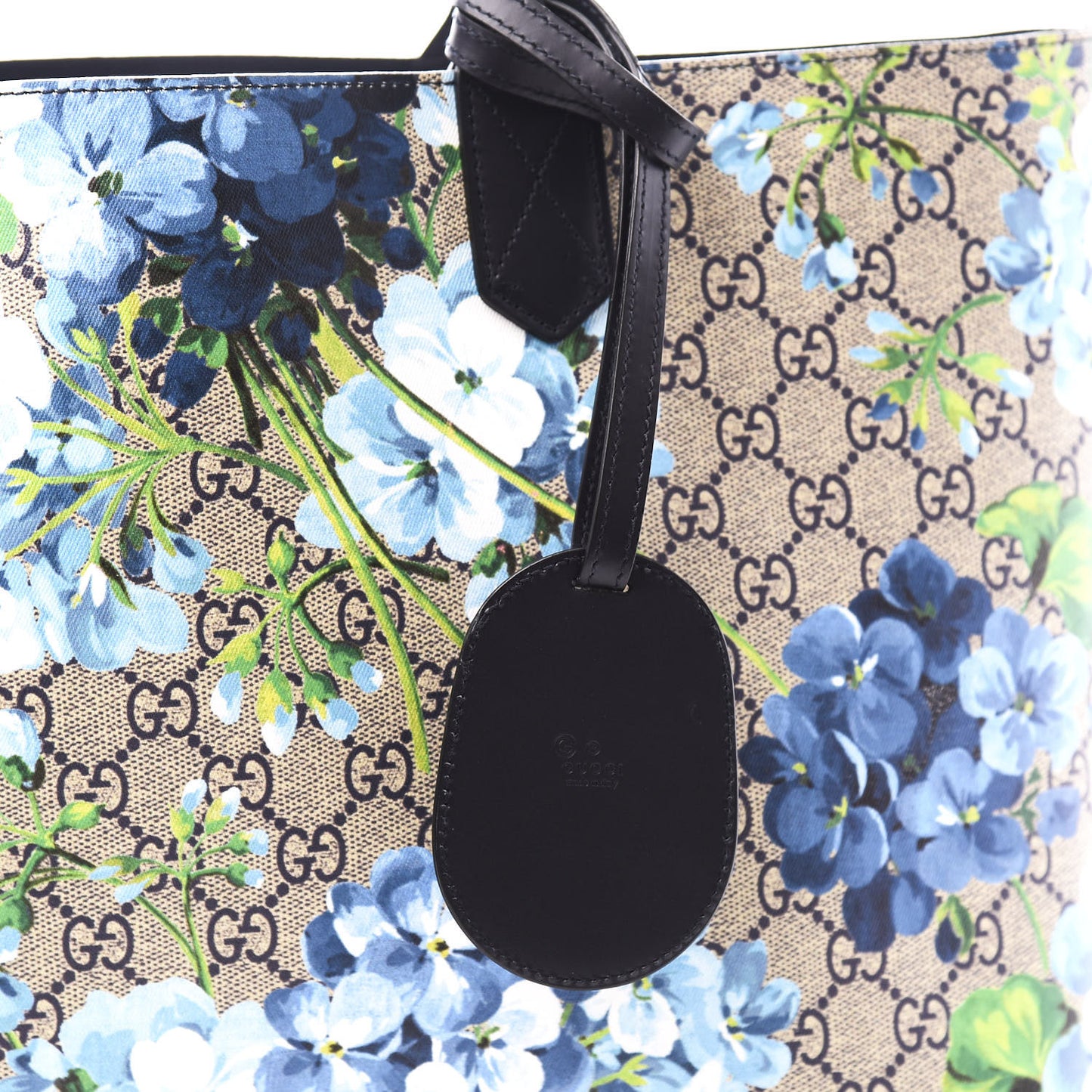 GG Supreme Monogram Blooms Medium Reversible Tote Beige Blue Navy