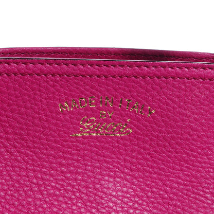 Gucci Pebbled Calfskin Medium Bamboo Shopper Tote Bright Bougainvillea 5 of 10