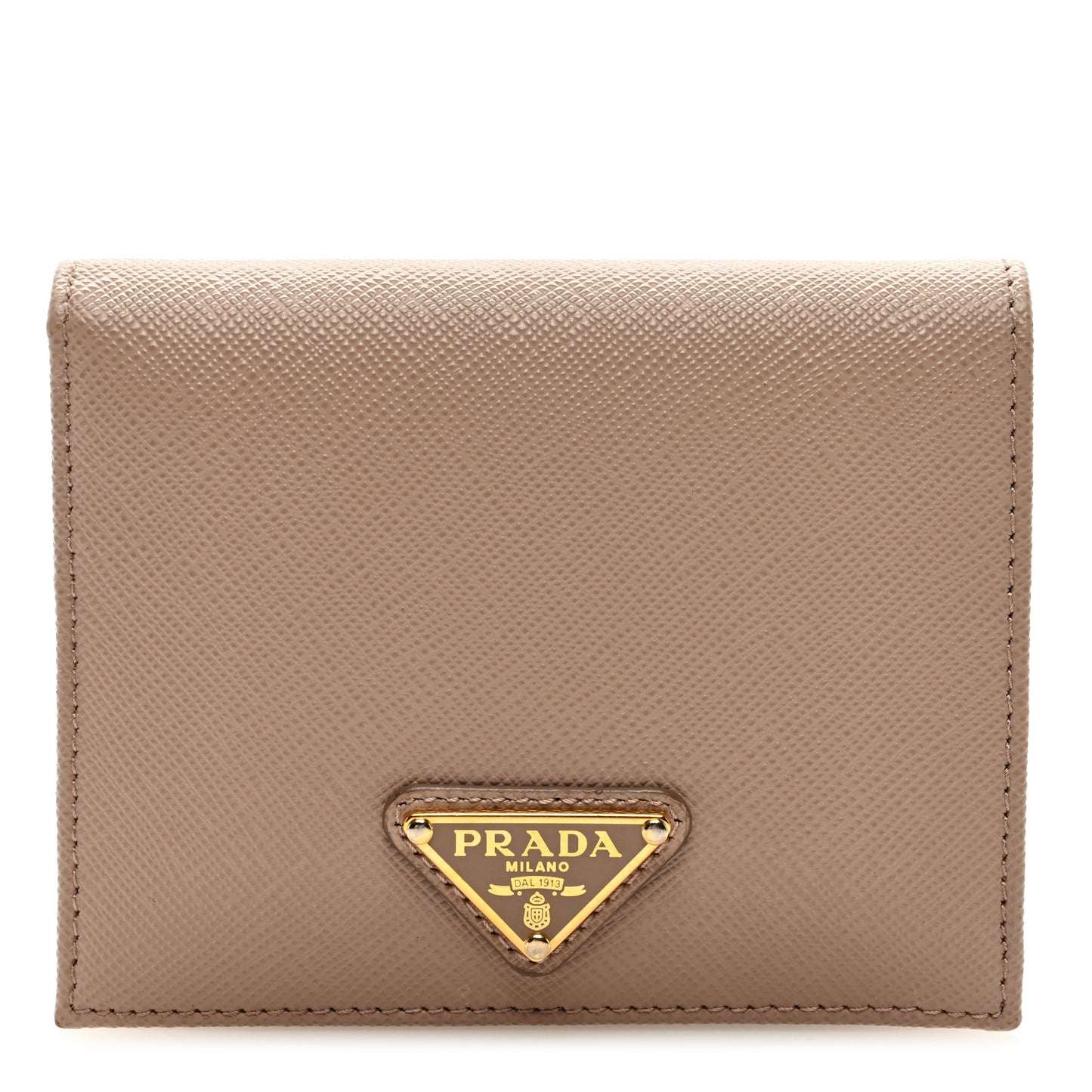 Saffiano Small Triangle Bi-Fold Wallet Cipria
