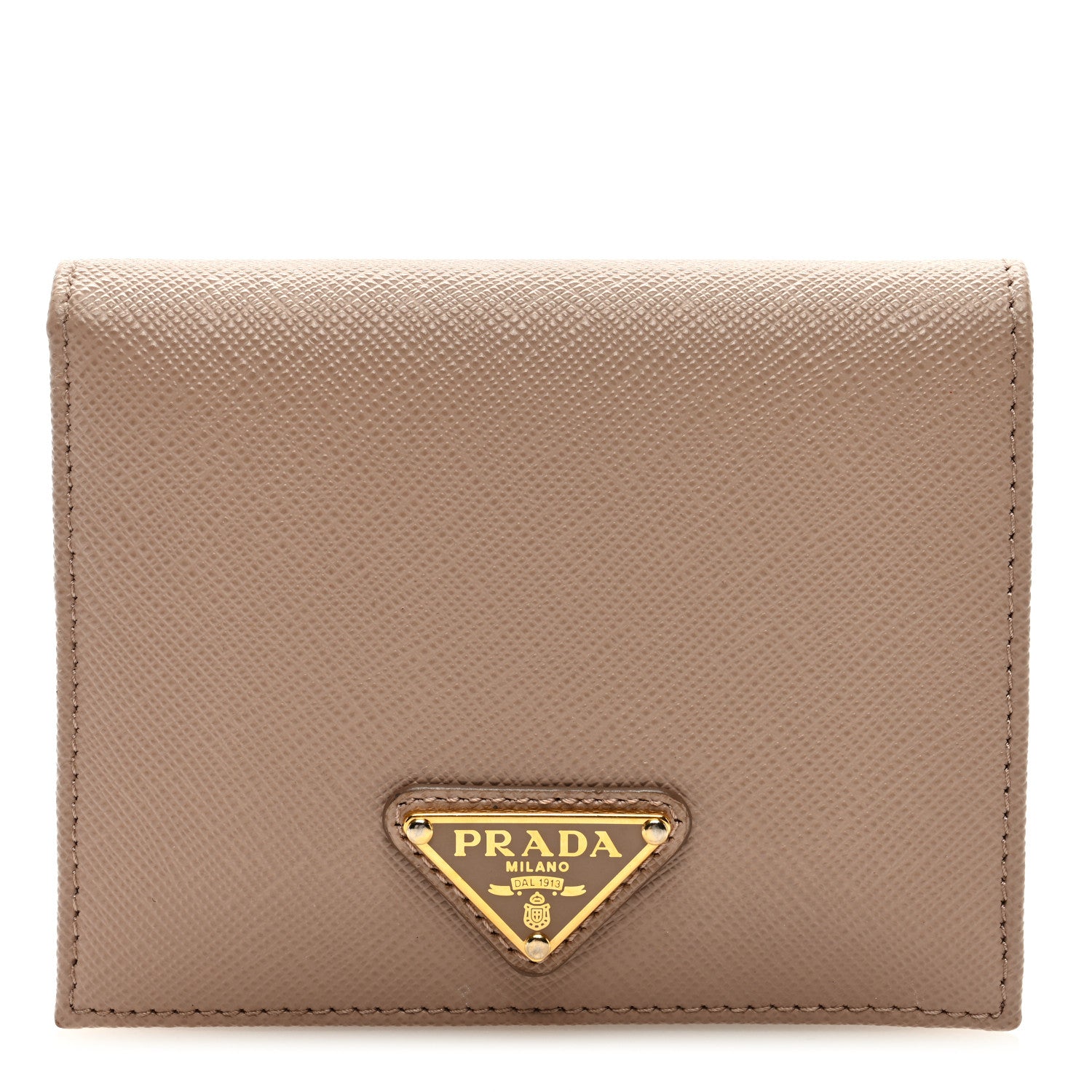 Prada Saffiano Small Triangle Bi-Fold Wallet Cipria 1 of 6