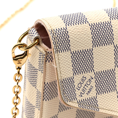 Louis Vuitton Damier Azur Pochette Felicie Chain Wallet Rose Ballerine 10 of 13
