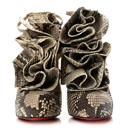 Christian Louboutin Snakeskin Ruffle 120 Pumps 39 Roccia 3 of 9