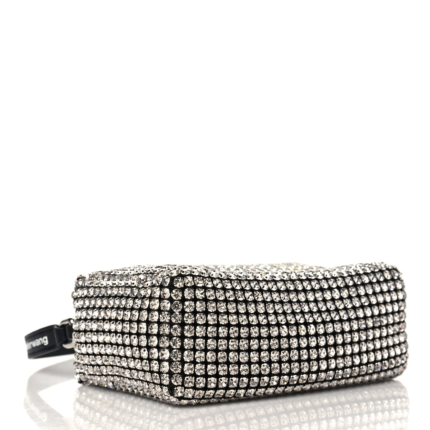 Mesh Crystal Rhinestone Mini Heiress Pouch Black Silver