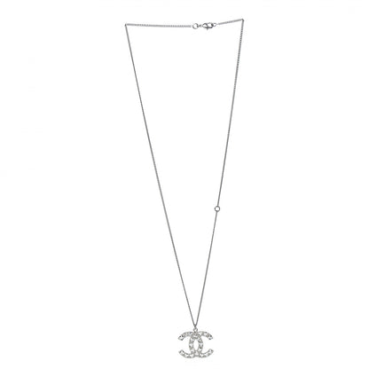 Chanel Baguette Crystal CC Necklace Silver 3 of 6