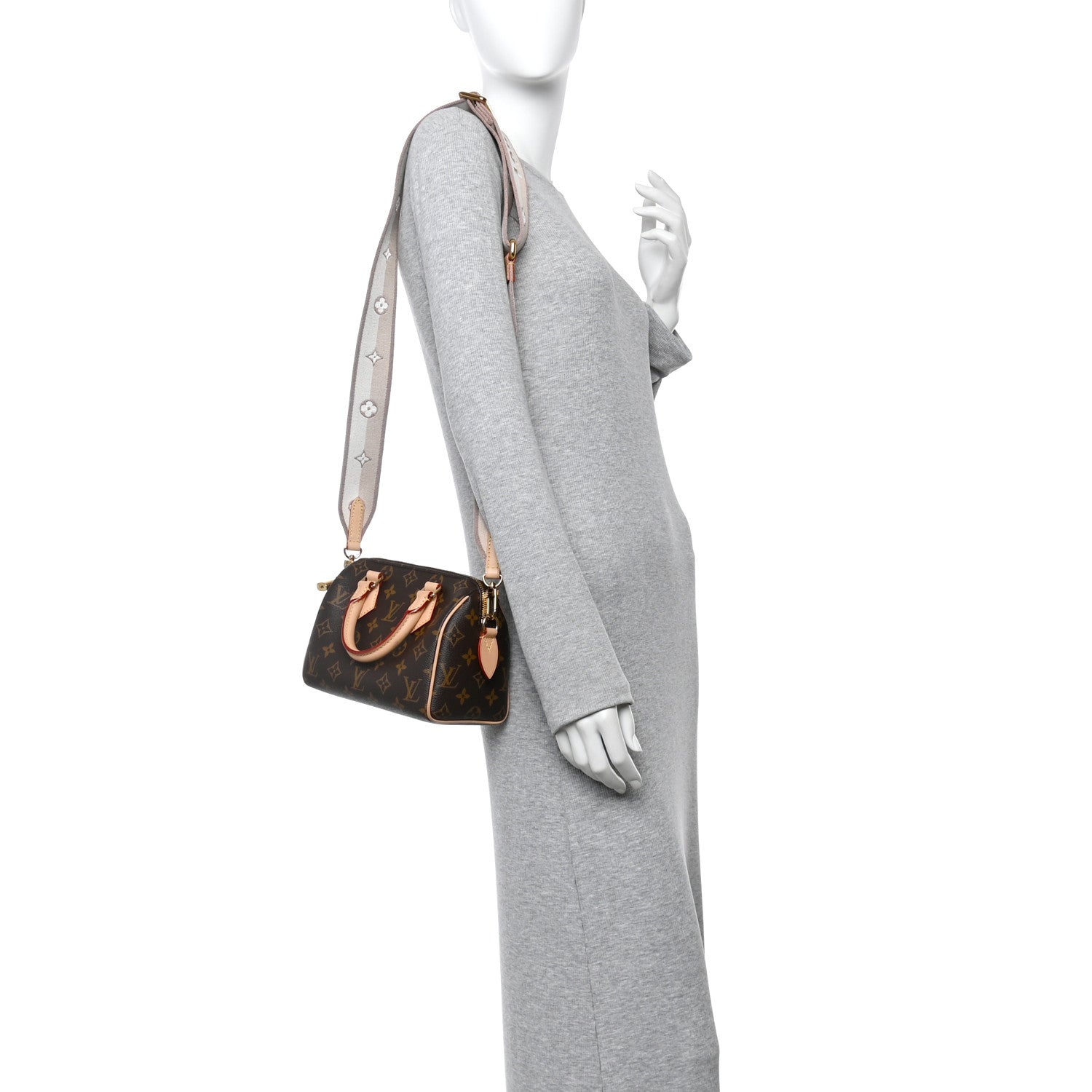 Louis Vuitton Monogram Speedy Bandouliere 20 Beige 2 of 12