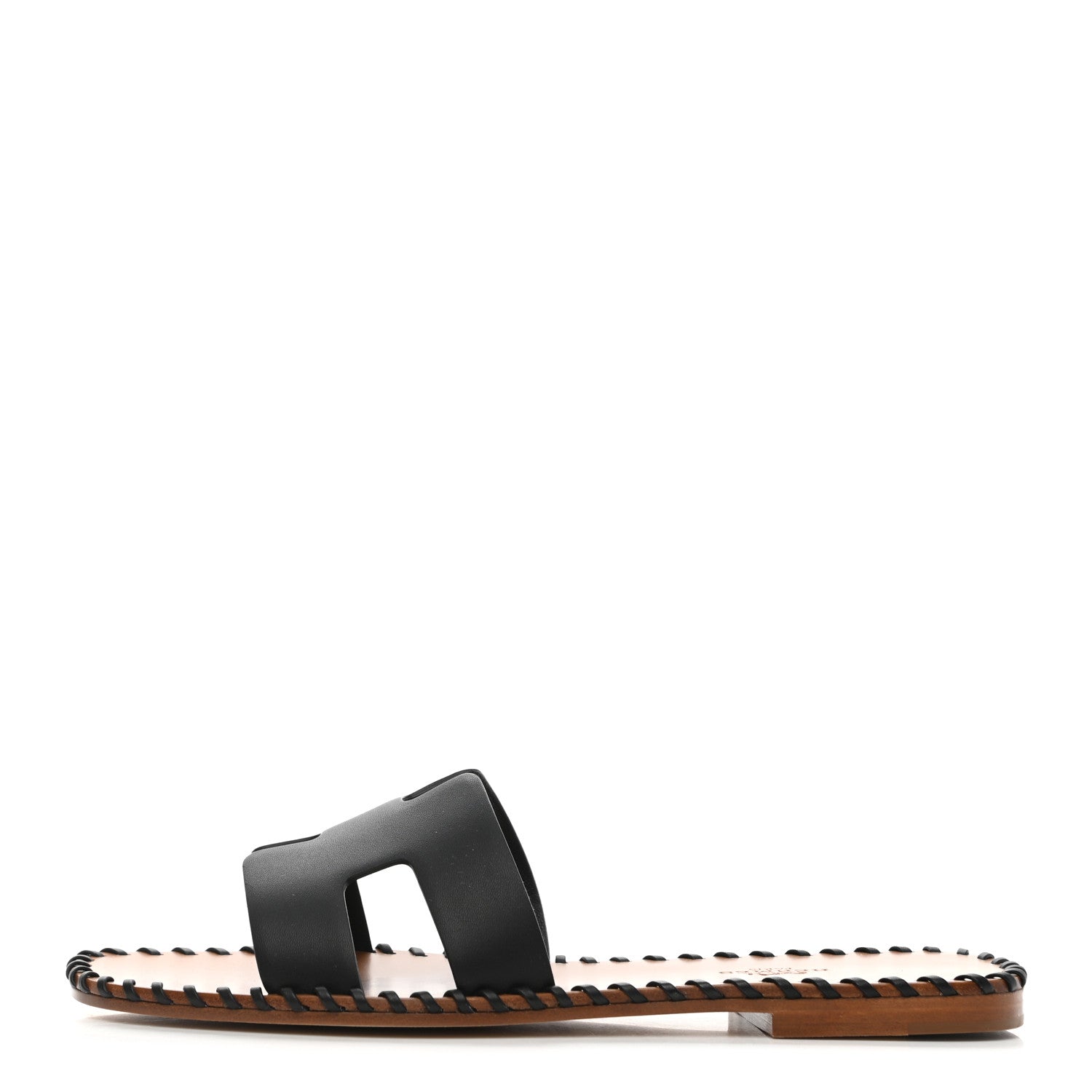 Hermes Box Calfskin Braided Oran Sandals 37 Black 1 of 8