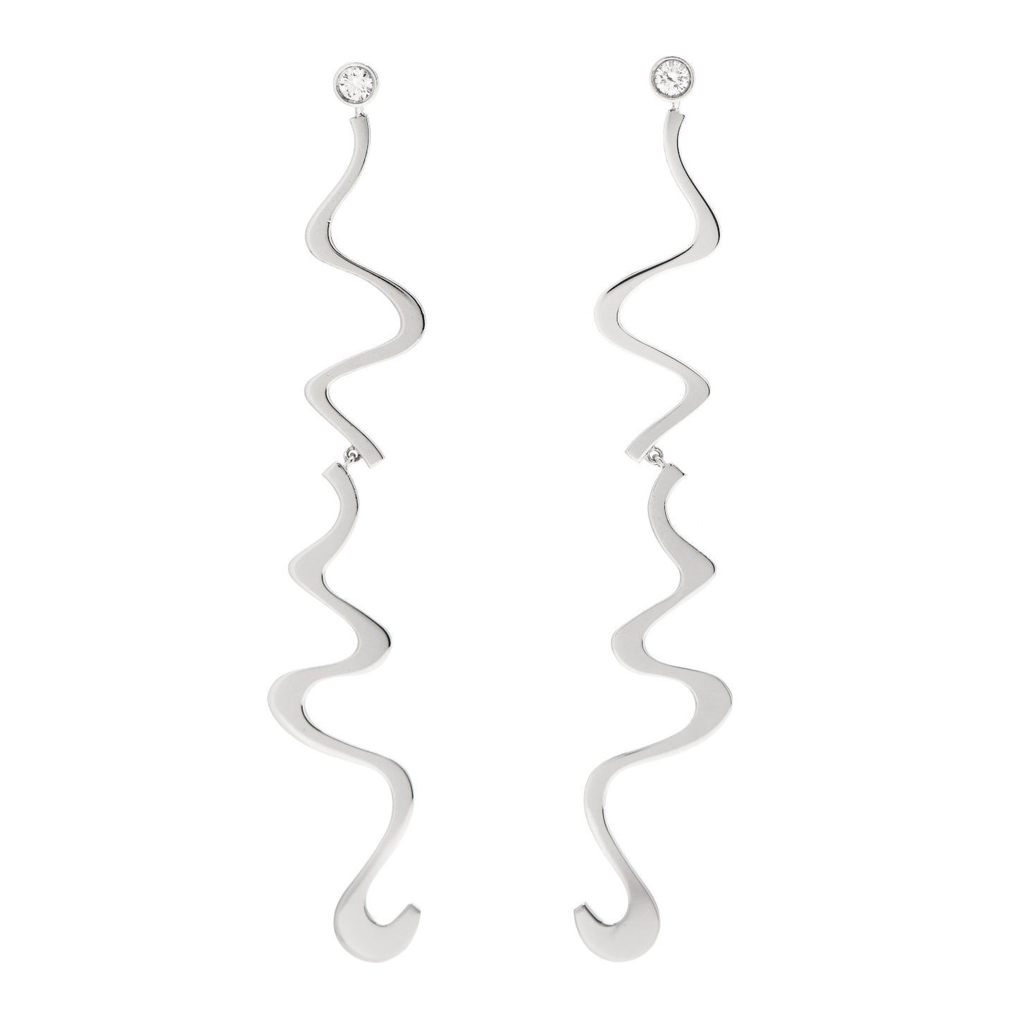 18K White Gold Diamond Frank Gehry Equus Earrings