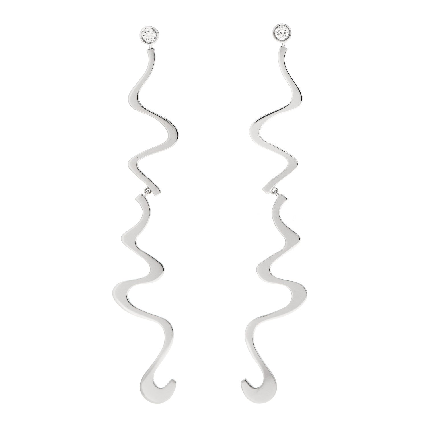 Tiffany 18K White Gold Diamond Frank Gehry Equus Earrings 1 of 4