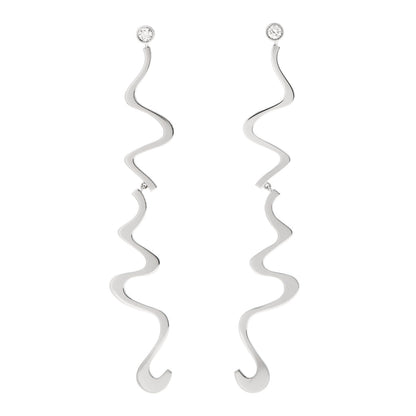 Tiffany 18K White Gold Diamond Frank Gehry Equus Earrings 1 of 4