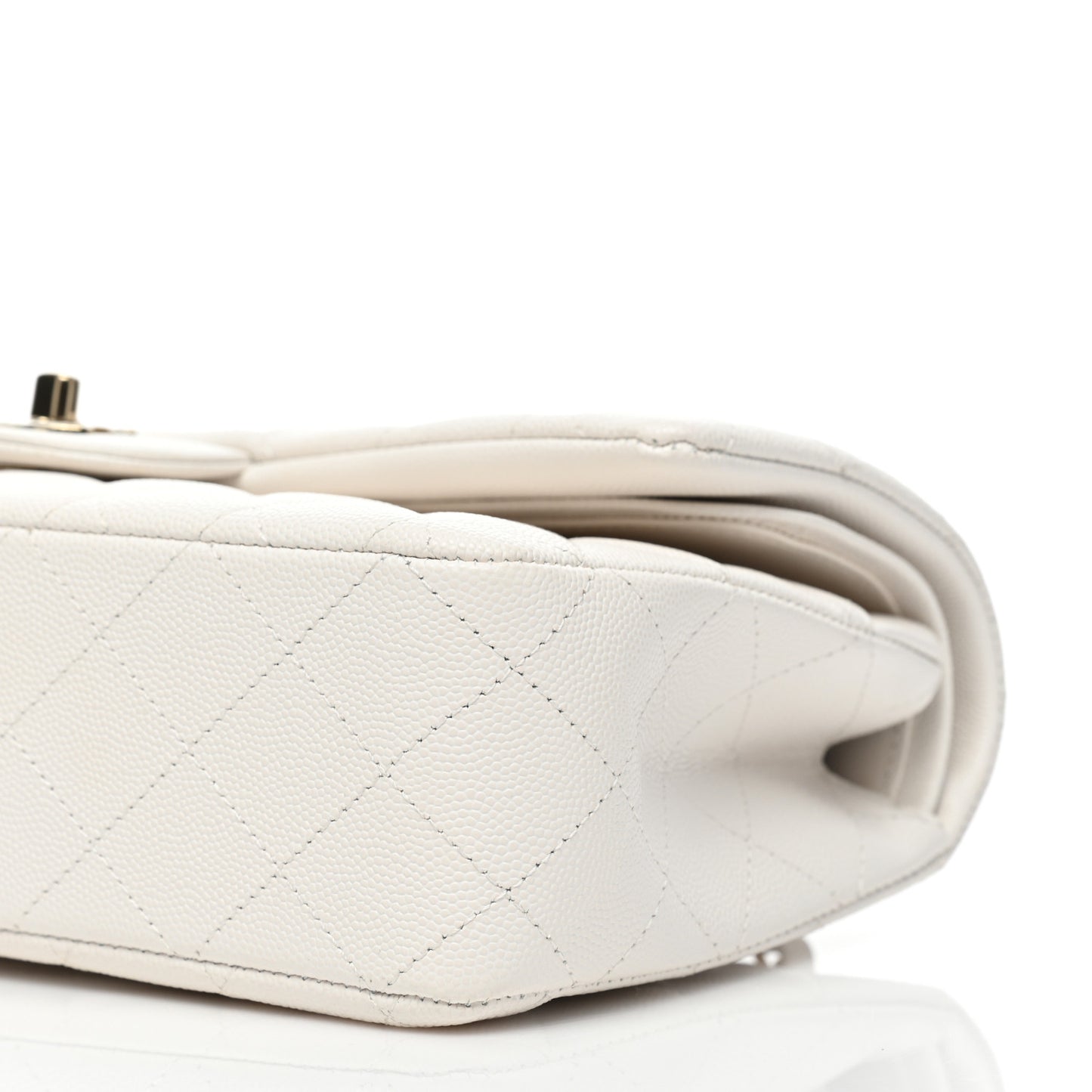 Caviar Quilted Medium Double Flap White