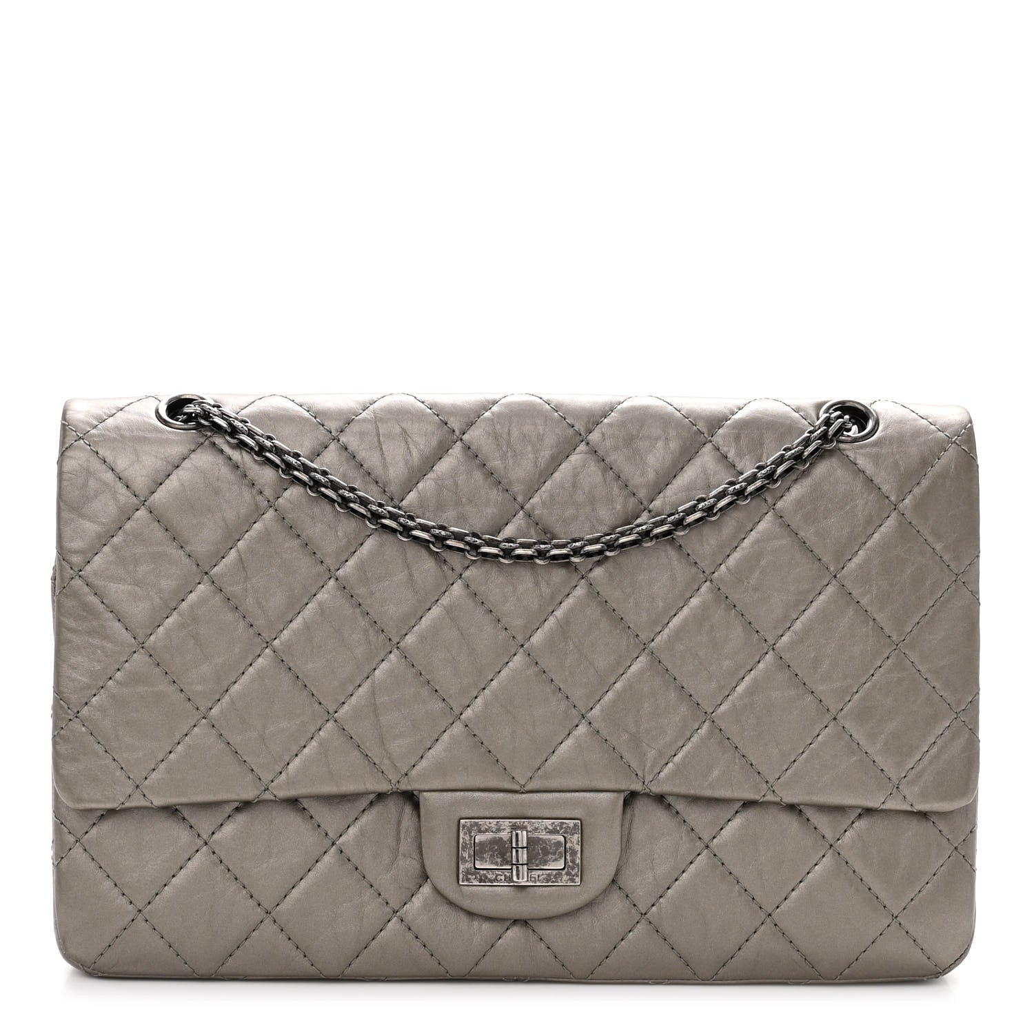 Chanel Metallic Aged Calfskin Quilted 2.55 Reissue 227 Flap Grey 1 of 10