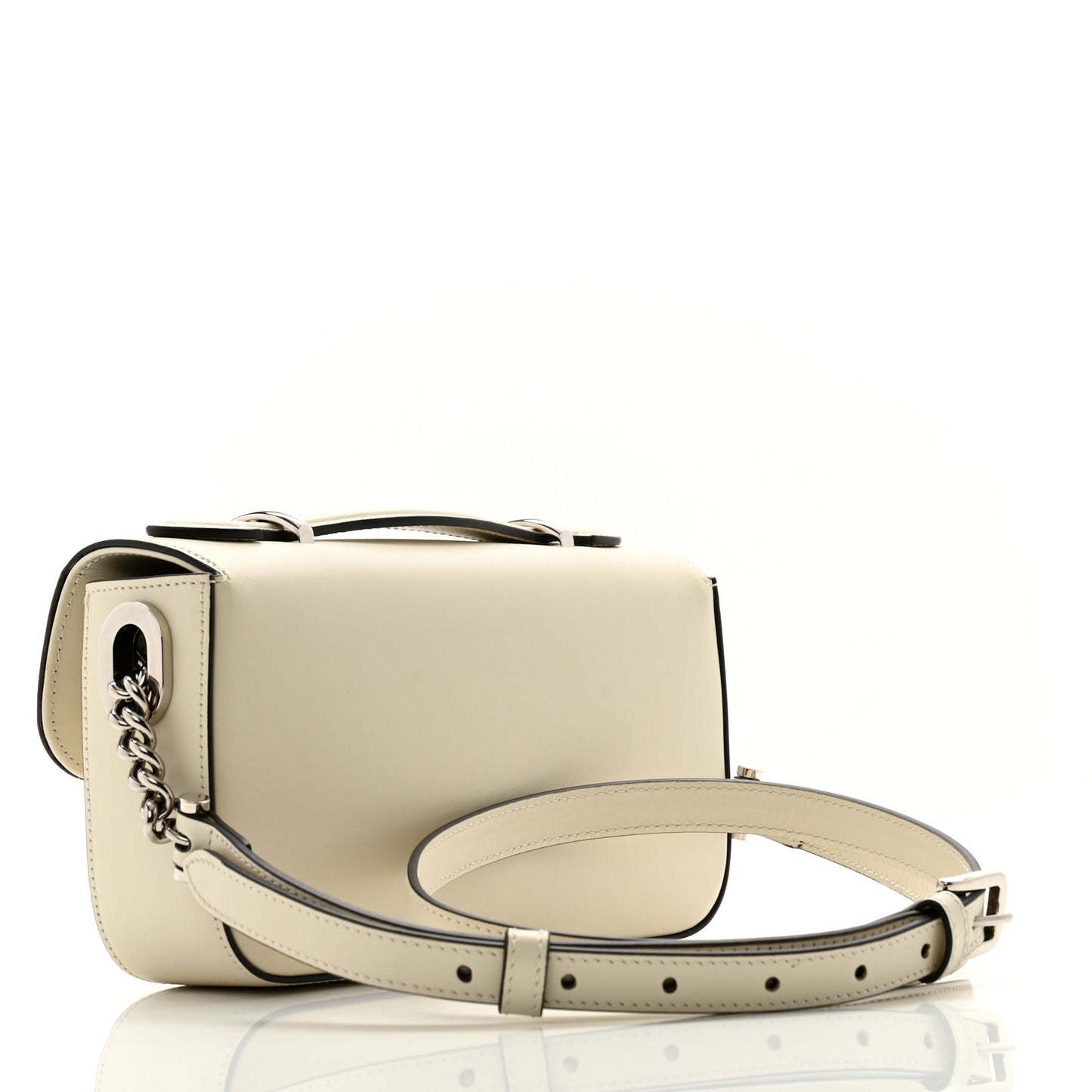Senna Calfskin Petite GG Top Handle Shoulder Bag Mystic White