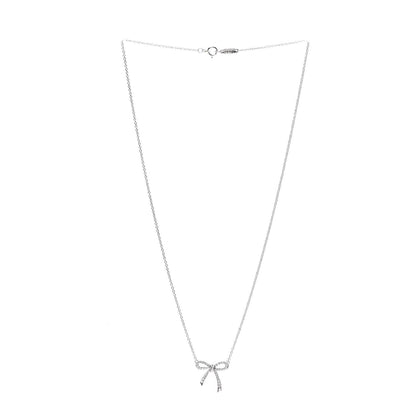 Tiffany Platinum Diamond Mini Bow Pendant Necklace 3 of 6