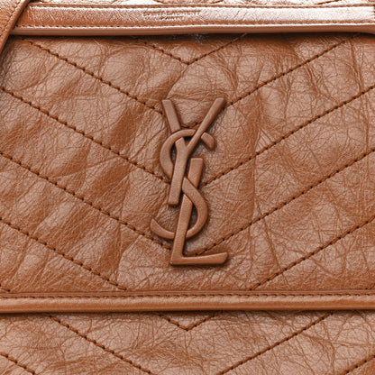 Saint Laurent Crinkled Calfskin Matelasse Monogram Medium Niki Chain Satchel Caramel 8 of 12