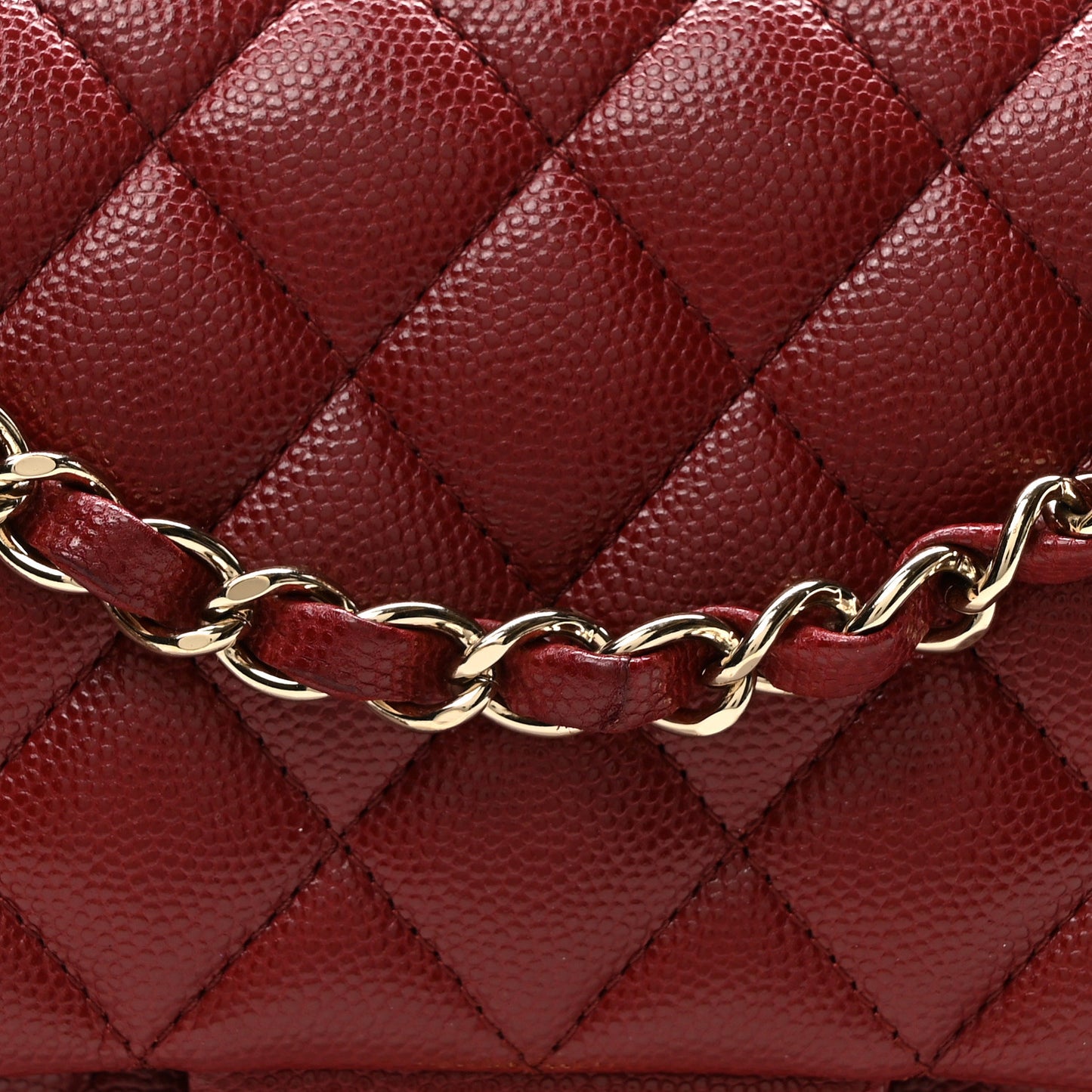 Caviar Quilted Medium Double Flap Red