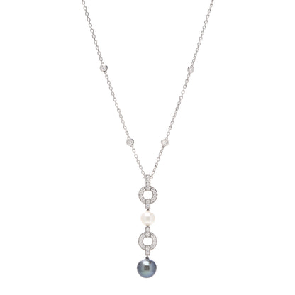 Cartier 18K White Gold Diamond Tahitian Pearl Himalia Drop Pendant Necklace 1 of 5