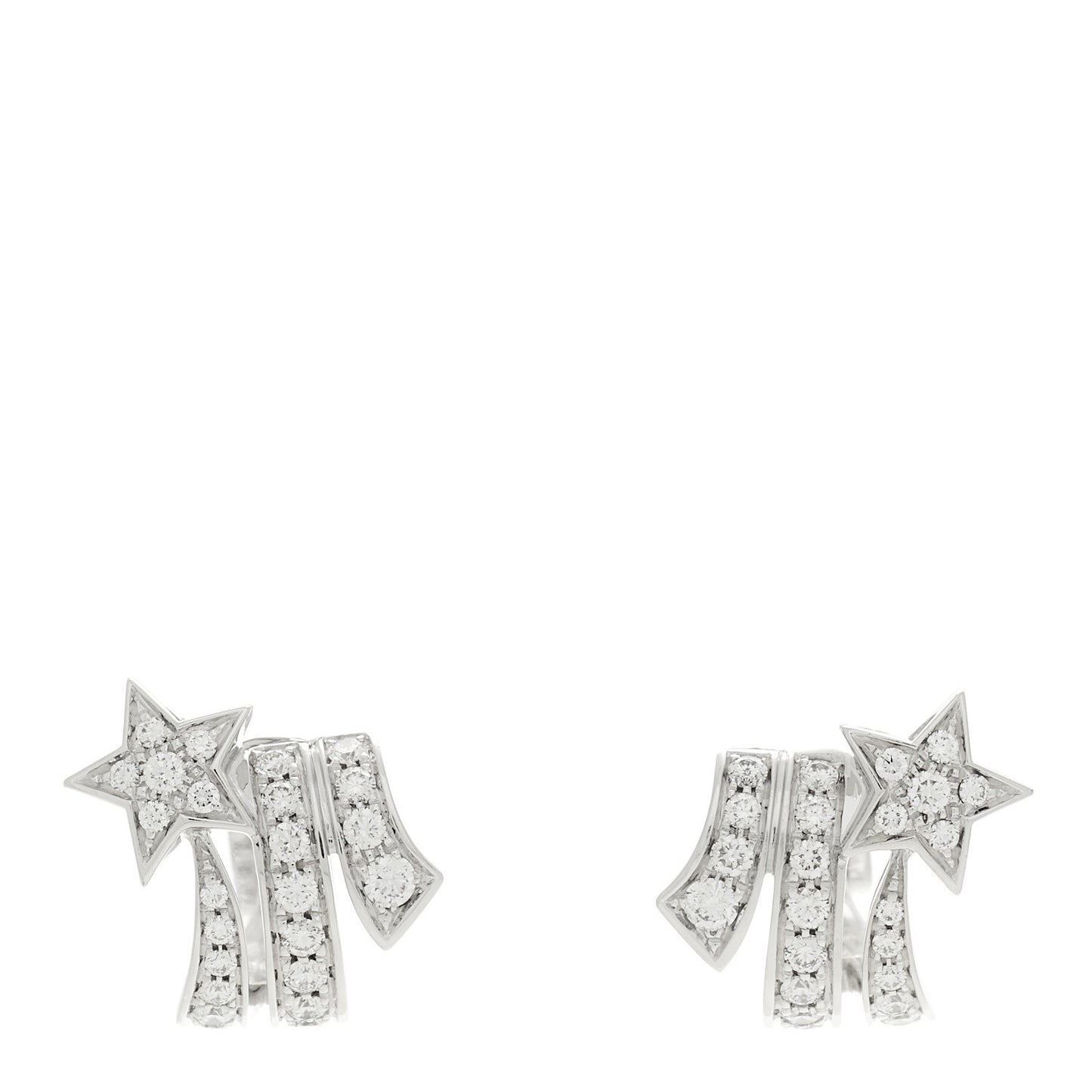 18K White Gold Diamond Etoile Filante Earrings