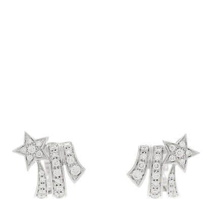Chanel 18K White Gold Diamond Etoile Filante Earrings 1 of 4