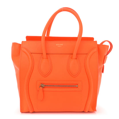 Celine Drummed Calfskin Micro Luggage Fluo Orange 1 of 13