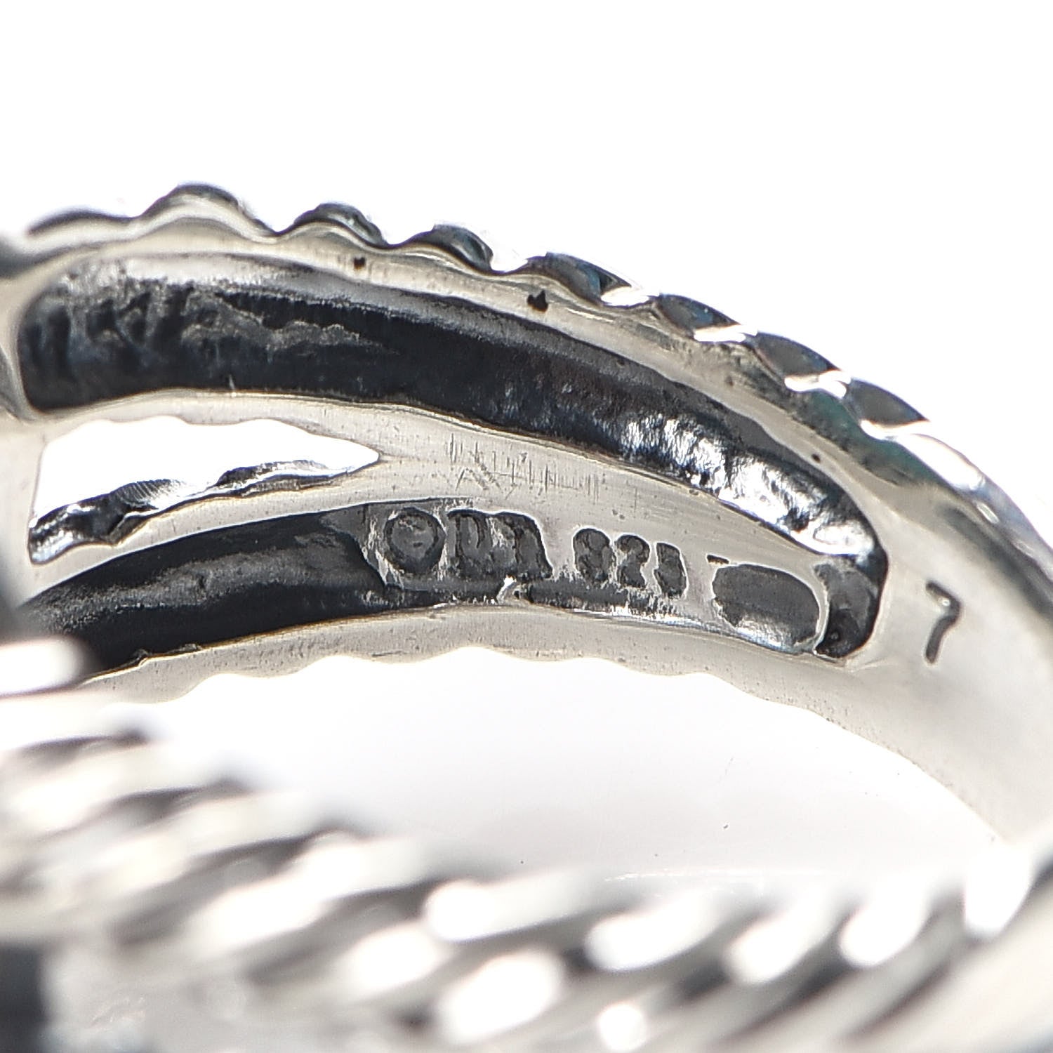 David Yurman Sterling Silver Diamond Turquoise 11mm Albion Ring 54 7 6 of 6