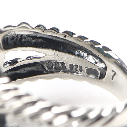 David Yurman Sterling Silver Diamond Turquoise 11mm Albion Ring 54 7 6 of 6