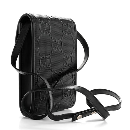 Gucci Calfskin GG Tennis Embossed Mini Crossbody Bag Black 3 of 11