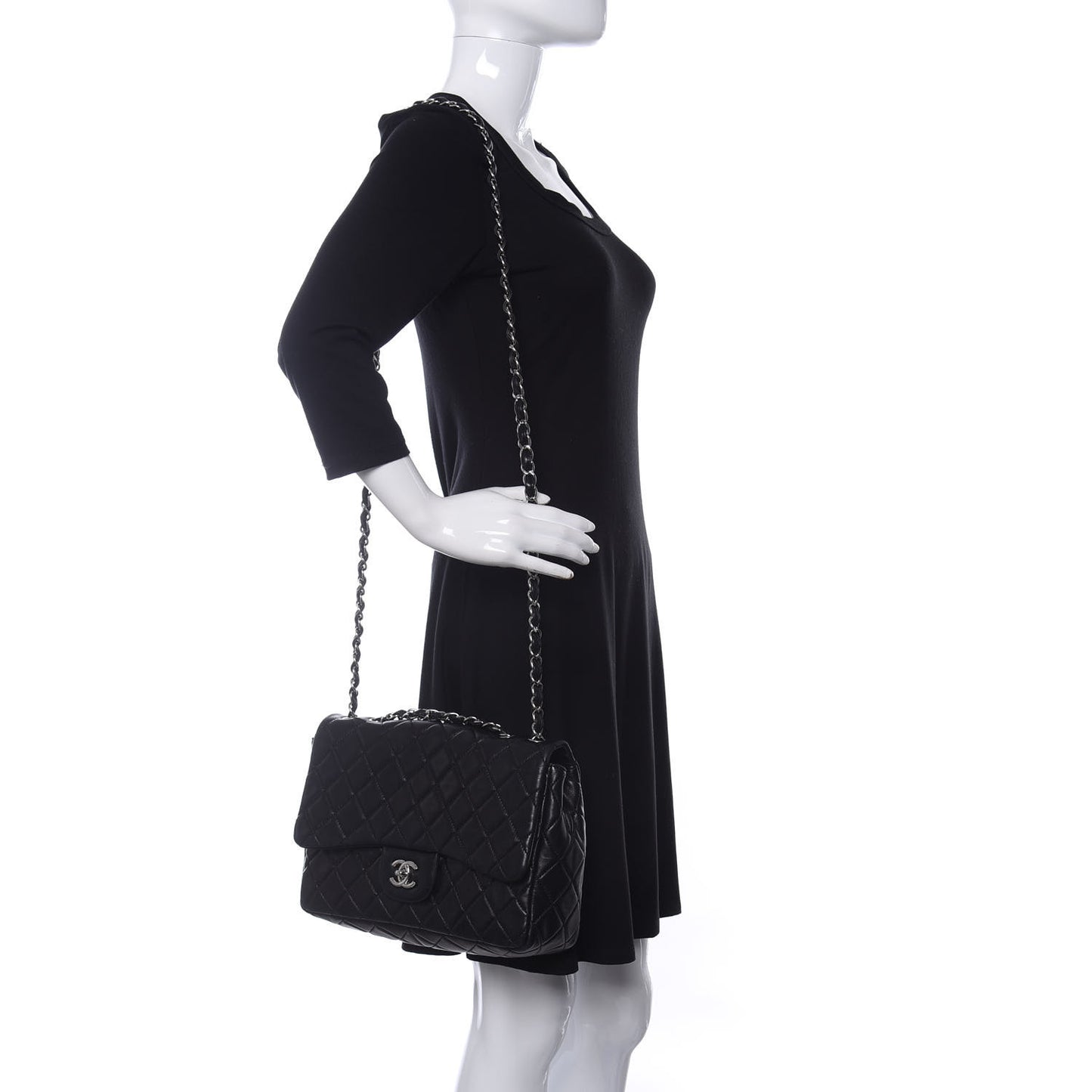 Lambskin Quilted Jumbo Single Flap Black