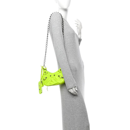 Balenciaga Agneau Arena Le Cagole Chain Shoulder Bag XS Fluo Yellow 2 of 13