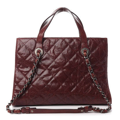 Chanel Crumpled Grained Calfskin CC Crave Tote Burgundy 1 of 15