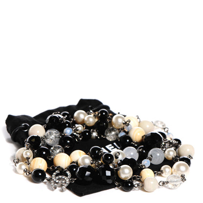 Chanel Pearl Beaded Crystal CC Long Necklace Black 7 of 7