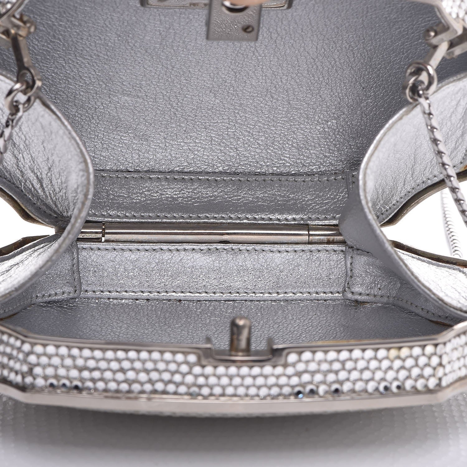 Judith Leiber Crystal Minaudiere Clutch Silver 5 of 10