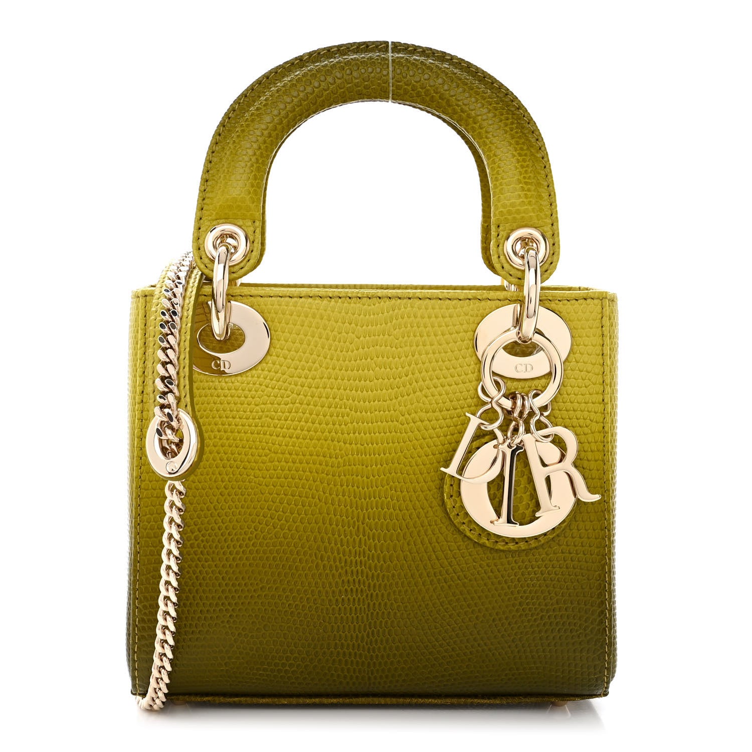 Christian Dior Lizard Gradient Mini Lady Dior Yellow Dark Green 1 of 10