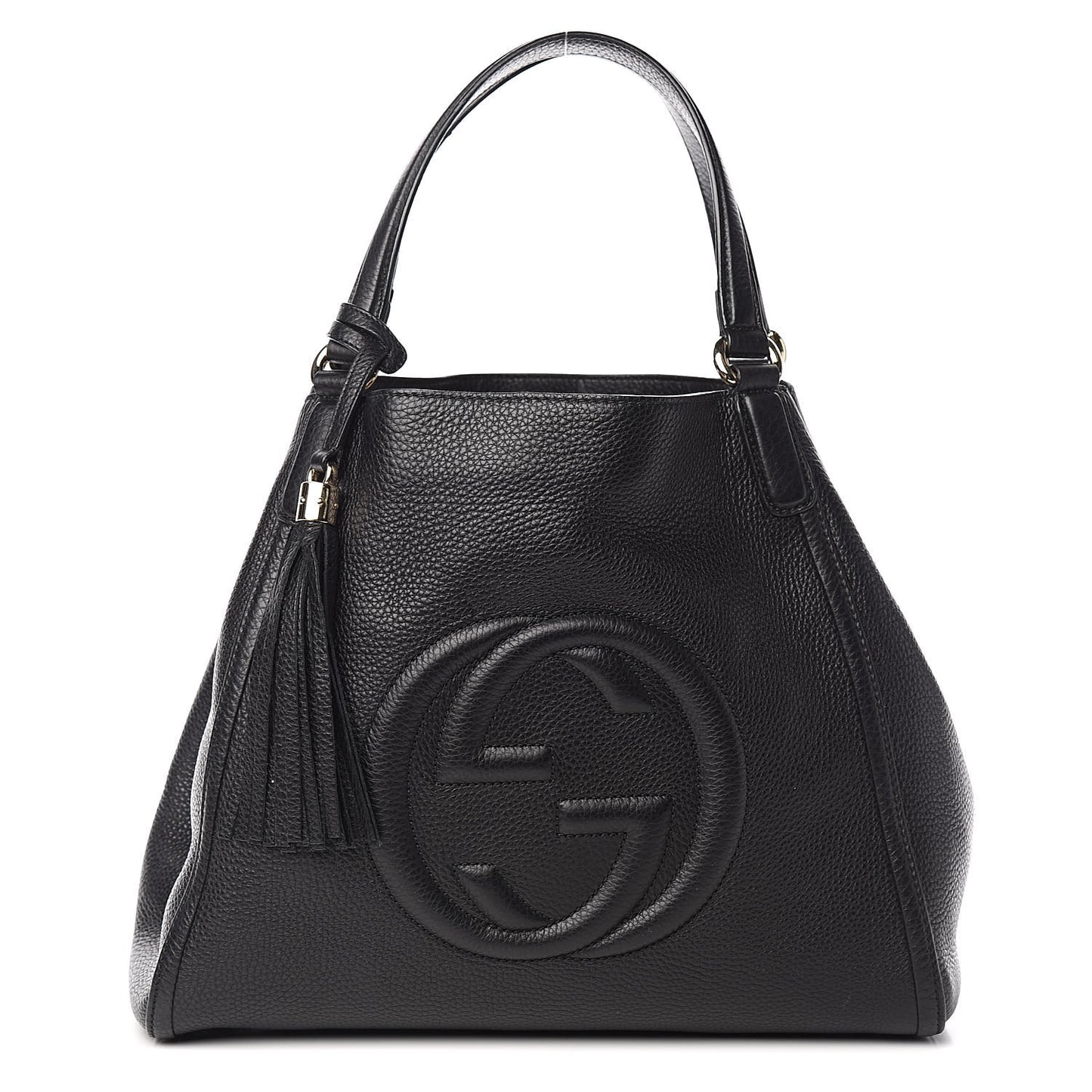 Pebbled Calfskin Medium Soho Shoulder Bag Black