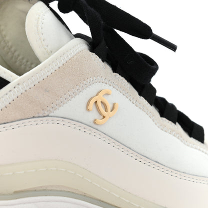 Chanel Velvet Calfskin Mixed Fibers CC Sneakers 37 Ivory Black 9 of 13