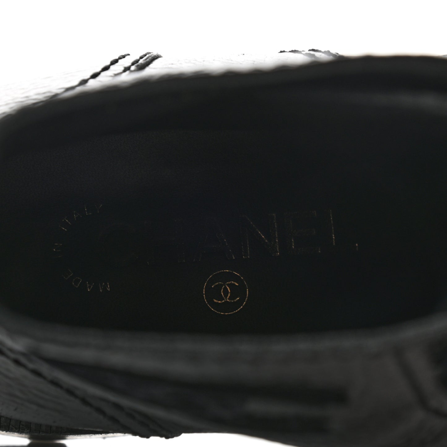 Shiny Calfskin Velvet Pearl Combat Short Boots 38.5 Black