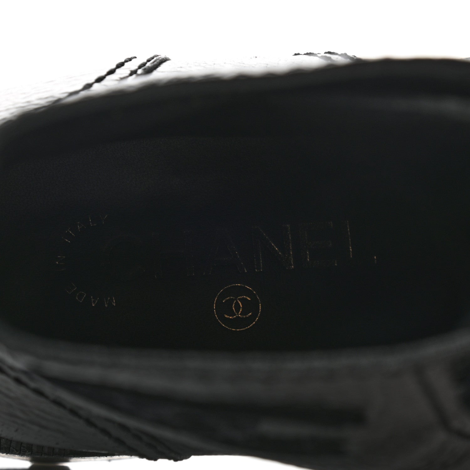 Chanel Shiny Calfskin Velvet Pearl Combat Short Boots 38.5 Black 7 of 9