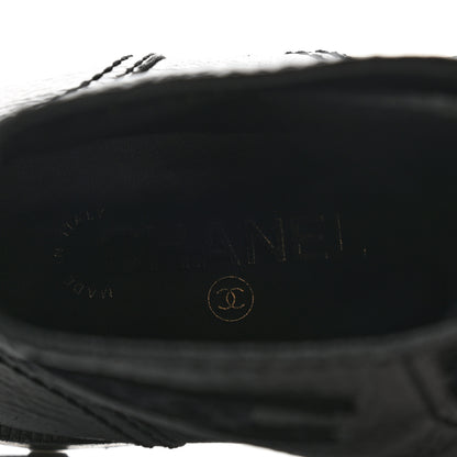 Chanel Shiny Calfskin Velvet Pearl Combat Short Boots 38.5 Black 7 of 9