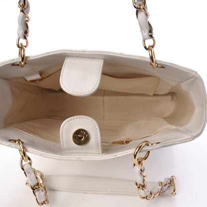 Chanel Caviar Quilted Petit Shopping Tote PST White 5 of 16