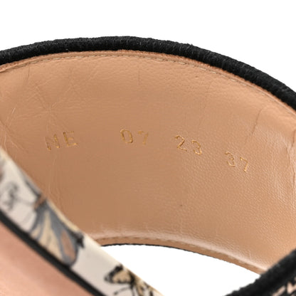 Christian Dior Canvas Canvas Embroidered Toile de Jouy Mexico Dway Flat Slide Sandals 37 White Yellow 8 of 9