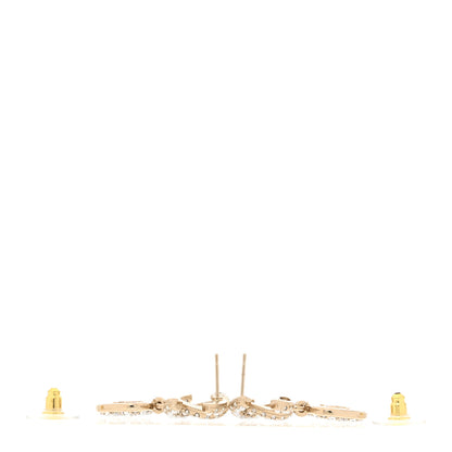 Chanel Pearl Baguette Crystal CC Drop Earrings Gold 3 of 5