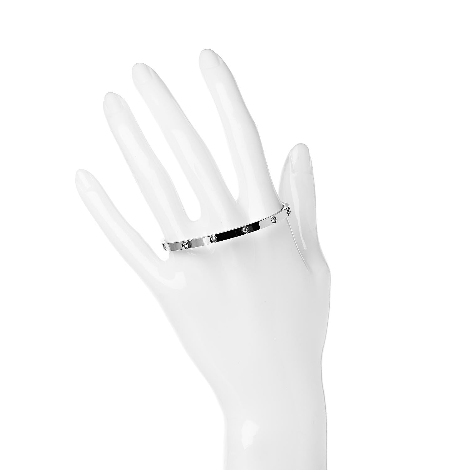 Cartier 18K White Gold 10 Diamond Small LOVE Bracelet 16 2 of 6