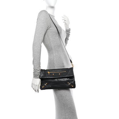 Balenciaga Agneau Giant 12 Gold Hardware Envelope Strap Clutch Gris Fossile 2 of 11