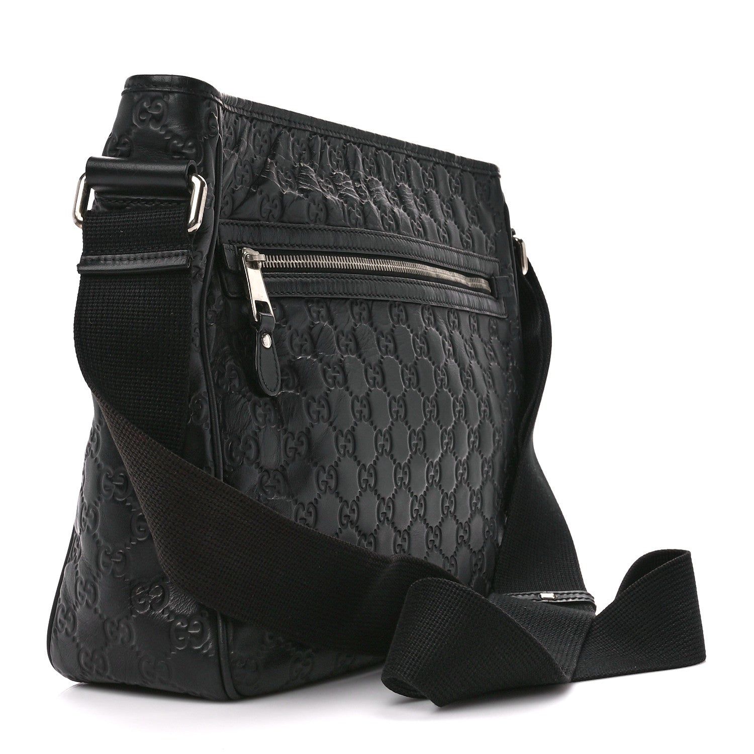 Gucci Guccissima Flat Messenger Bag Black 3 of 13