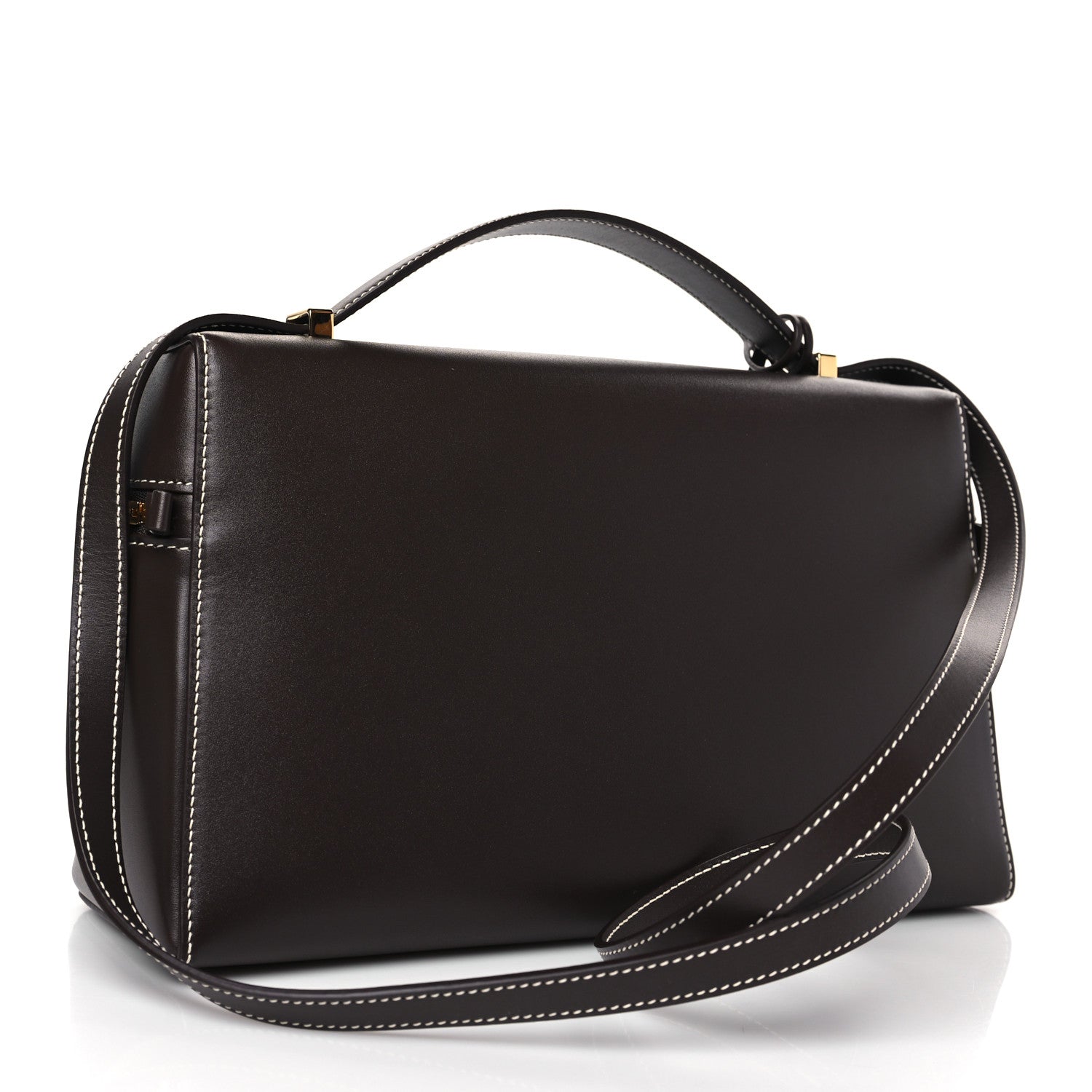 Loro Piana Smooth Calfskin Extra Bag L27 Dark Chocolate Licorice 3 of 9