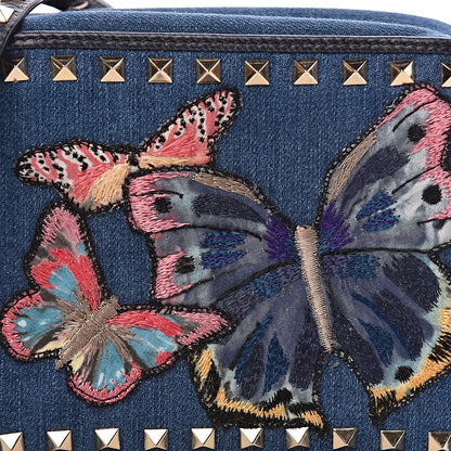 Valentino Garavani Denim Butterfly Embroidered Rockstud Camera Crossbody Bag Light Denim Multicolor 7 of 9