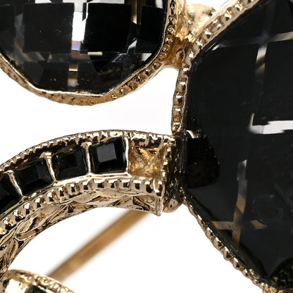Chanel Crystal Large CC Quilted Logo Brooch Gold 5 of 6